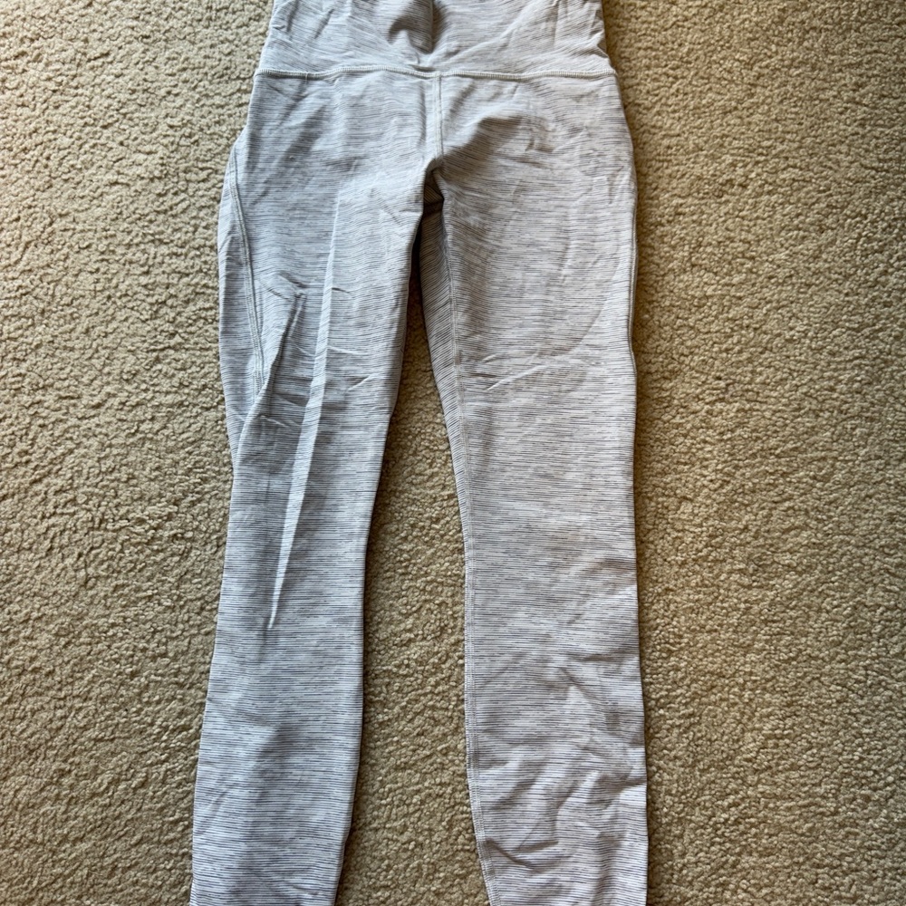 Lululemon White with Black Stripe Leggings